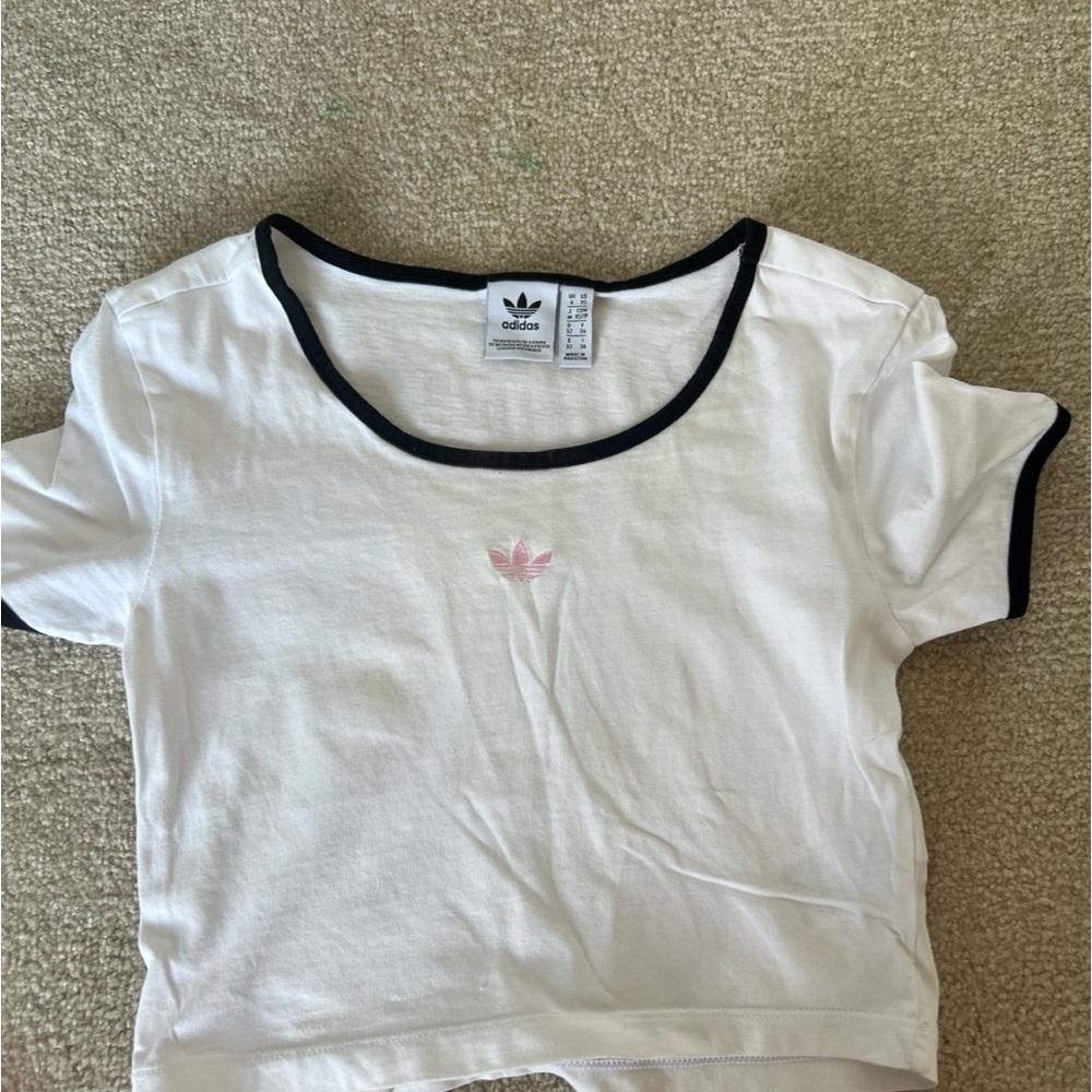 Adidas crop top white tshirt